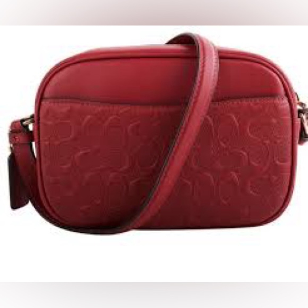 Coach MINI CAMERA BAG IN SIGNATURE LEATHER - Cherry NWT - Picture 5 of 16